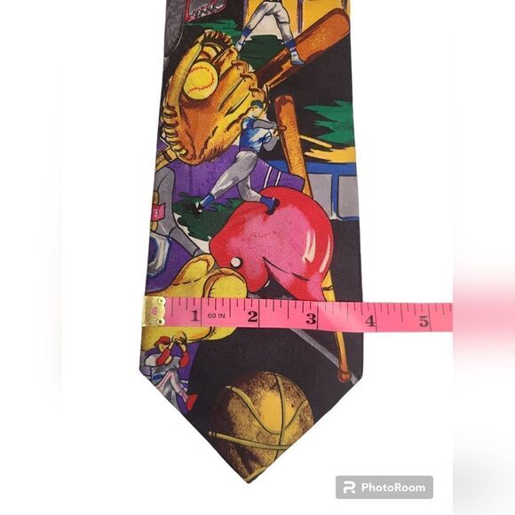 Andoloro men's neck tie, sports theme football baseball - Picture 3 of 6